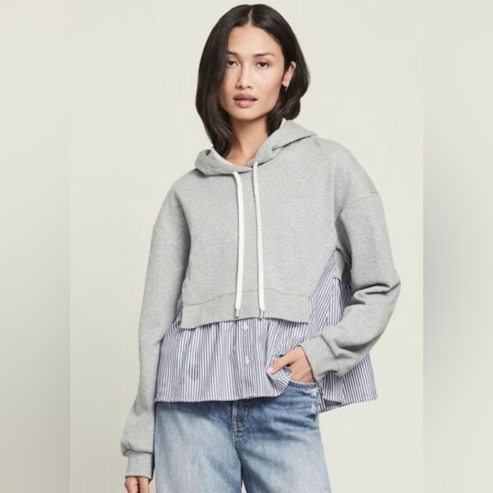 Veronica Beard Gray and Blue Layered Hoodie